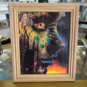 Framed Neon Face Art Print - Multicolor